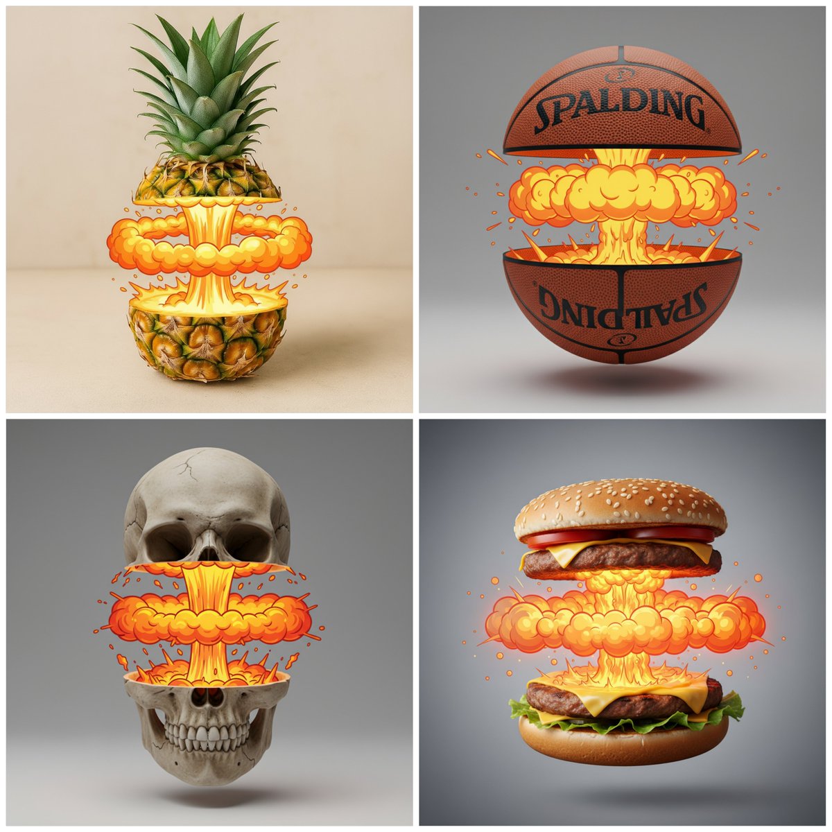 切割带有卡通爆炸的物体