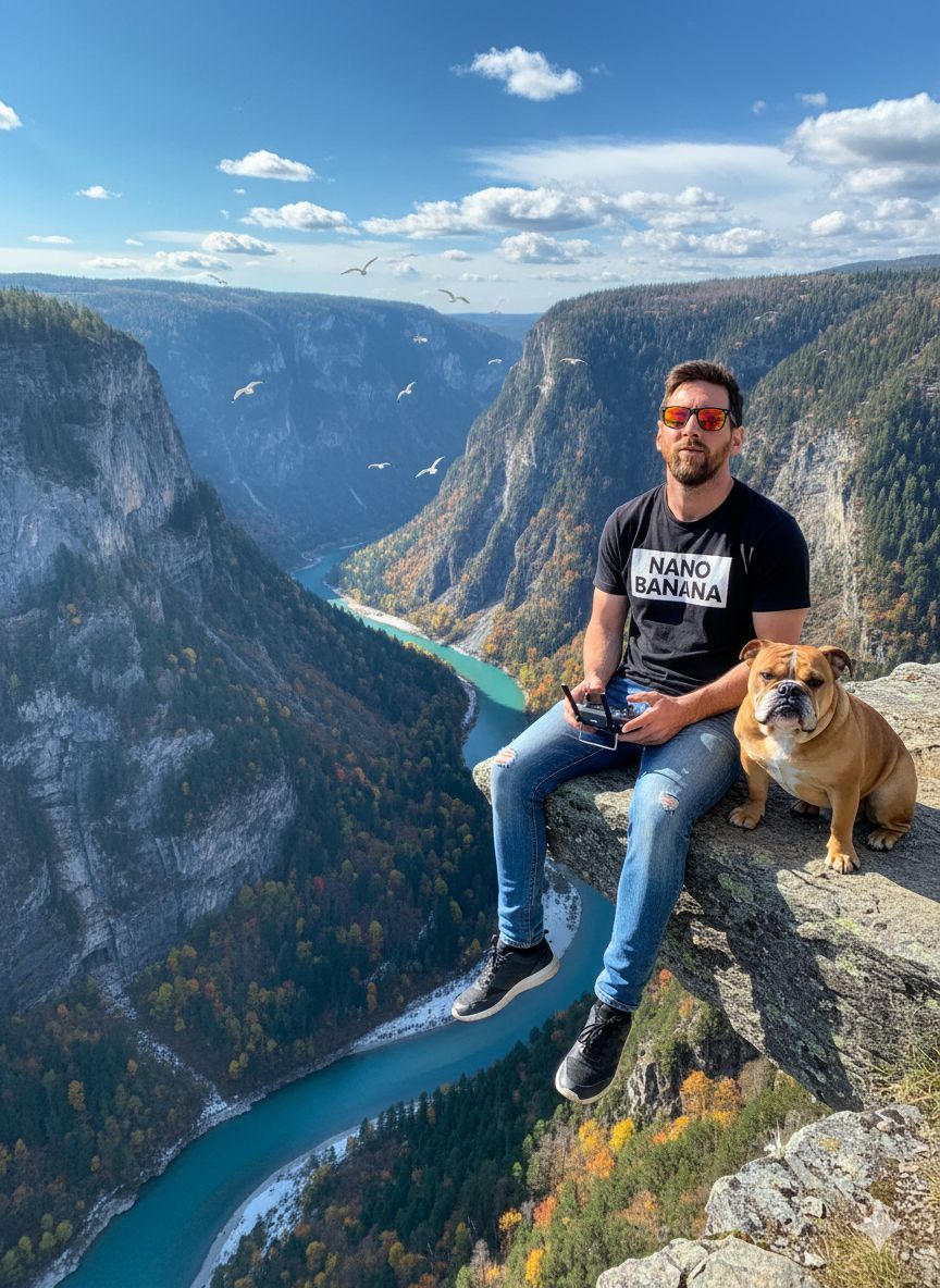 与狗狗一起在悬崖边飞无人机的奇妙体验