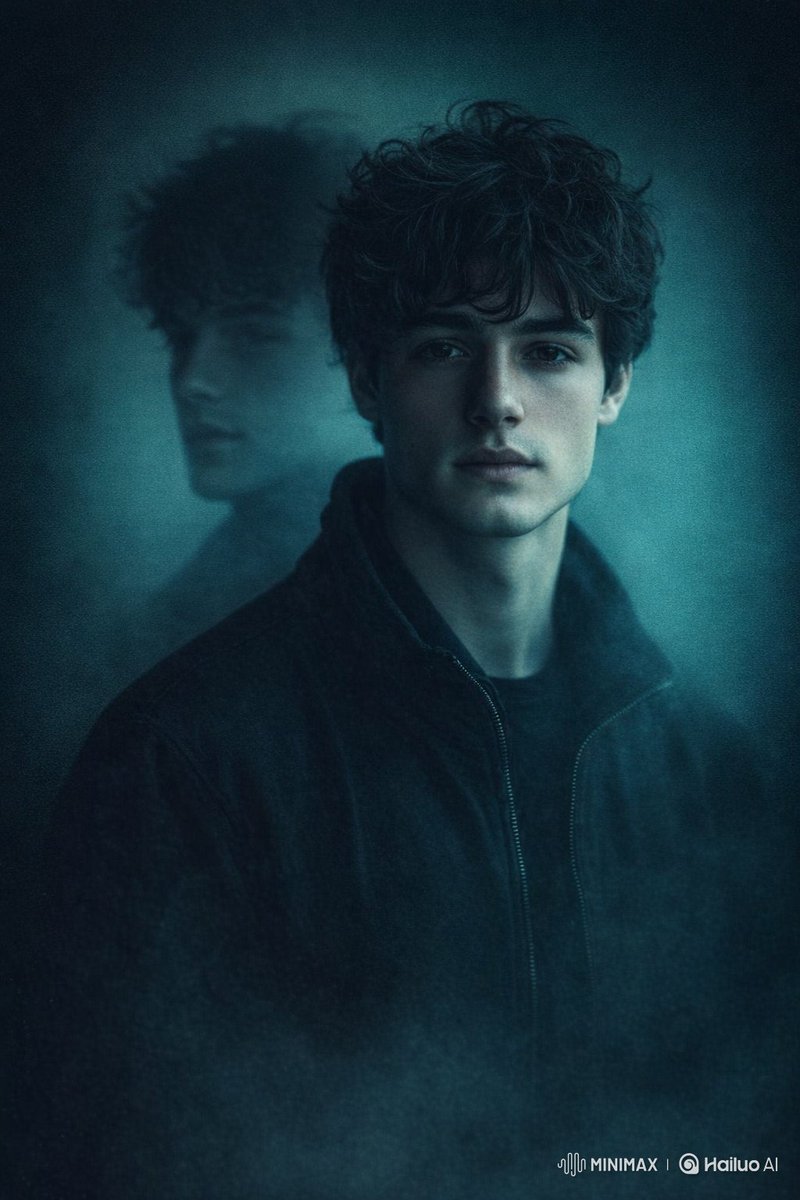 moody cinematic portrait of a man in dark jacket, front facin...