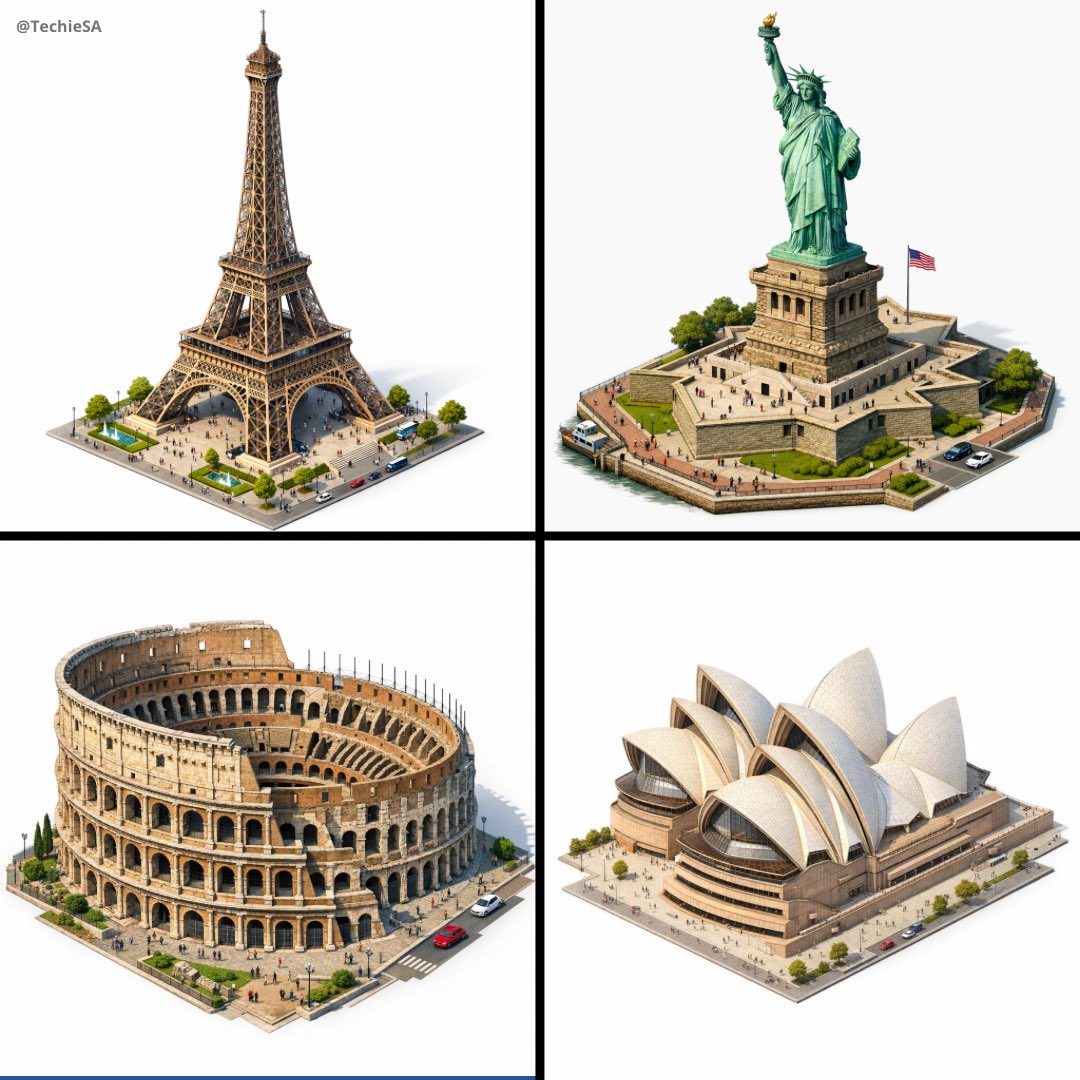 Create a highly detailed isometric 3D rendering of [LANDMARK]...