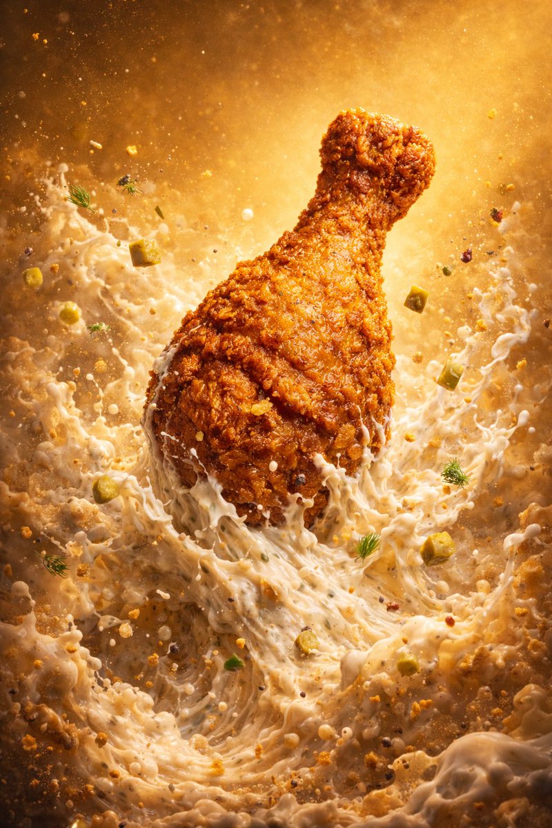 Epic 8K cinematic fantasy food scene: a colossal crispy fried...