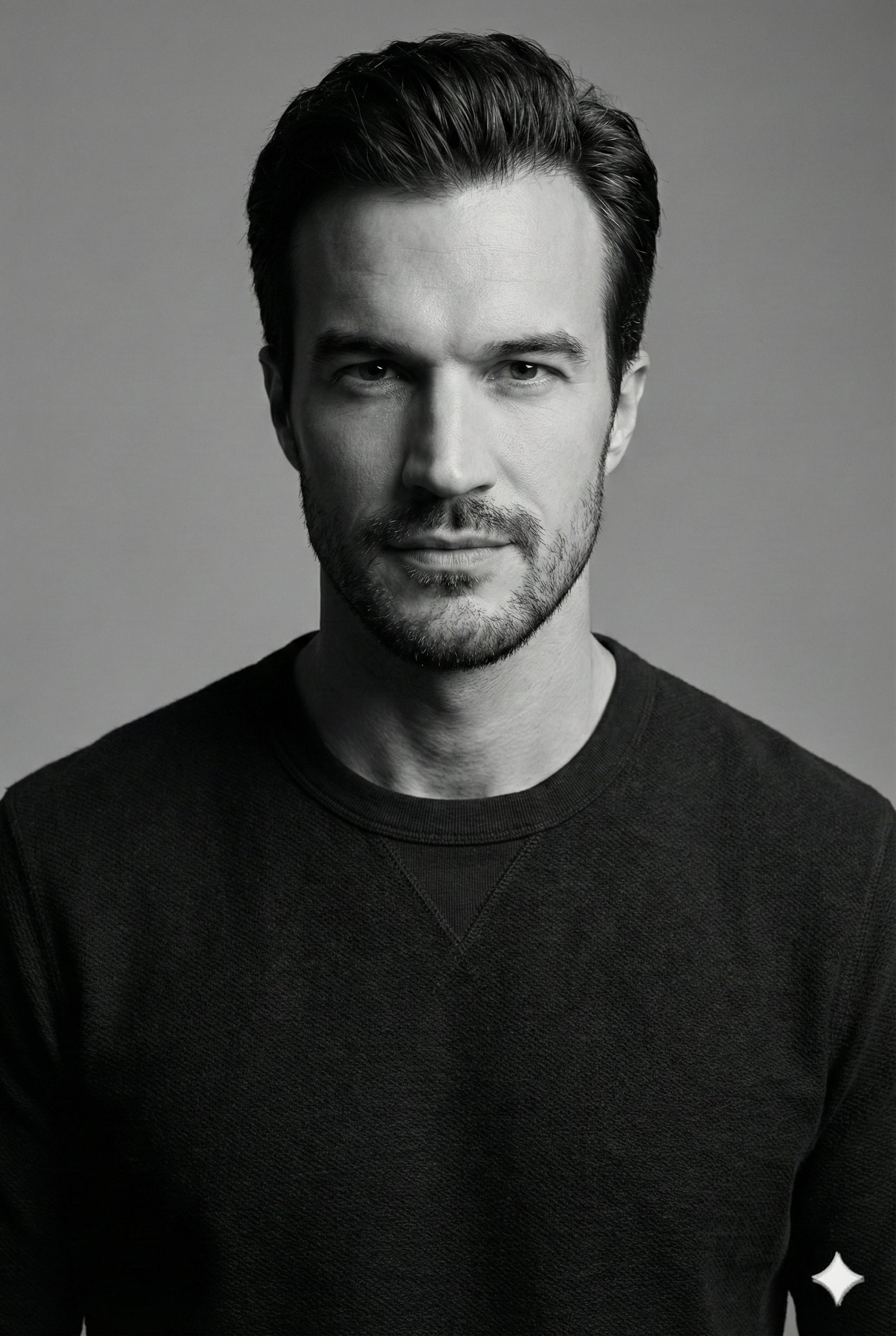 "style": "monochrome studio portrait",