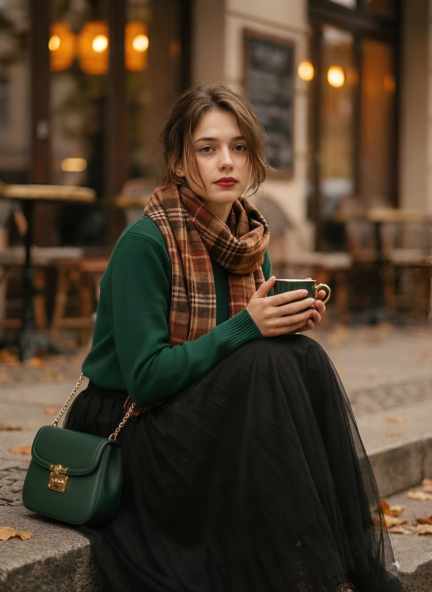 Aesthetic 1970s inspired fashion portrait of a stylish young...