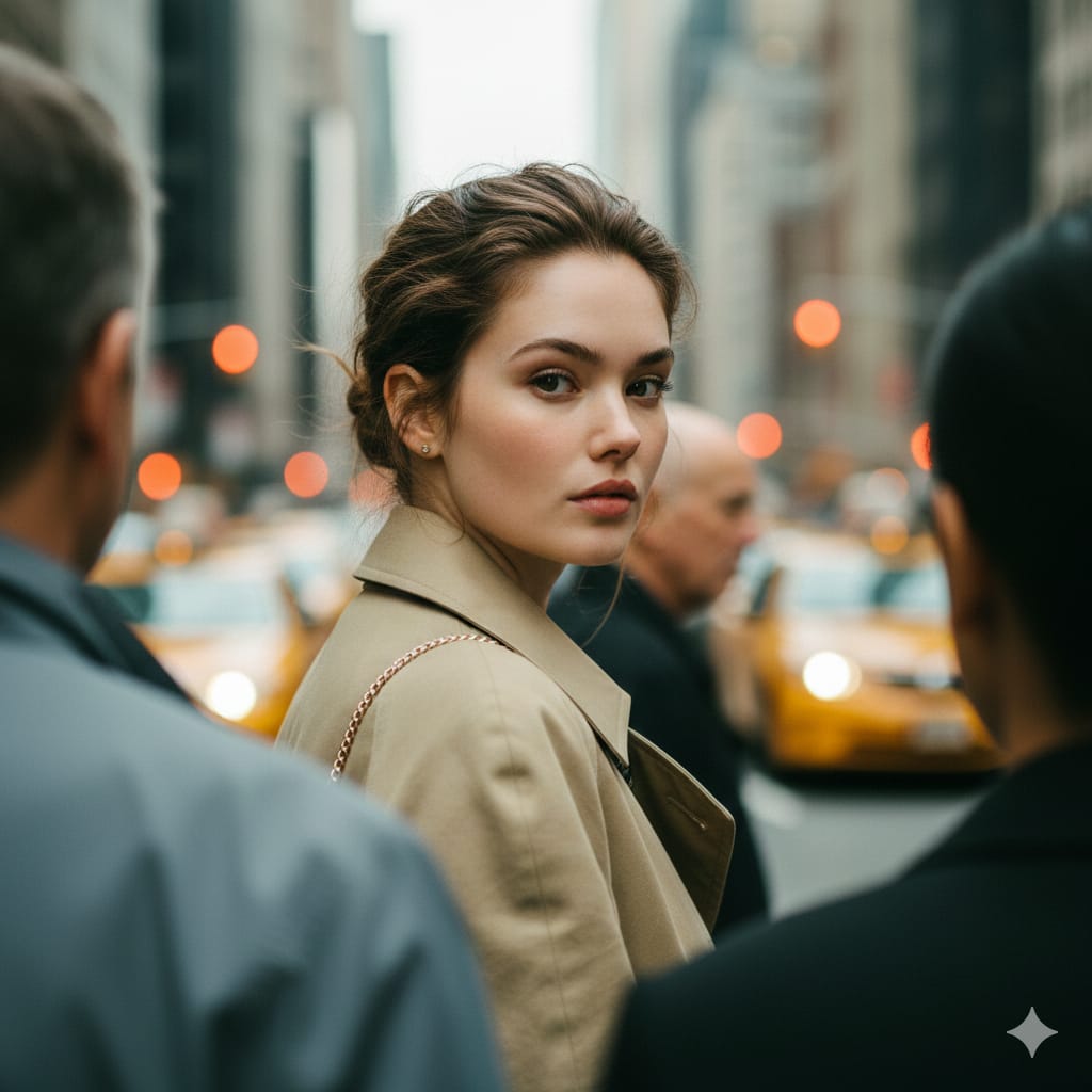 Core Intent: Create a photorealistic candid street fashion po...