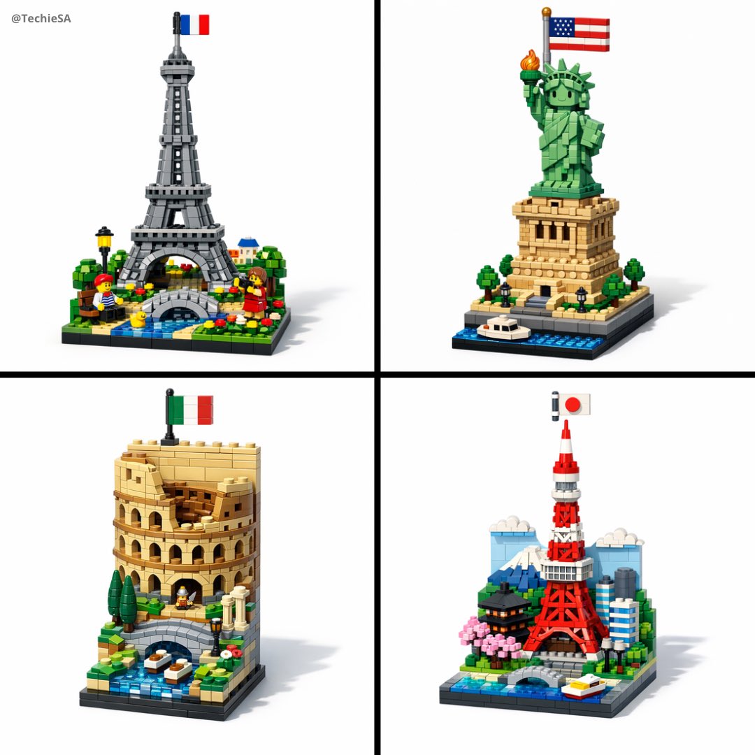 A vertical LEGO diorama showing [LANDMARK], [COUNTRY]). The s...