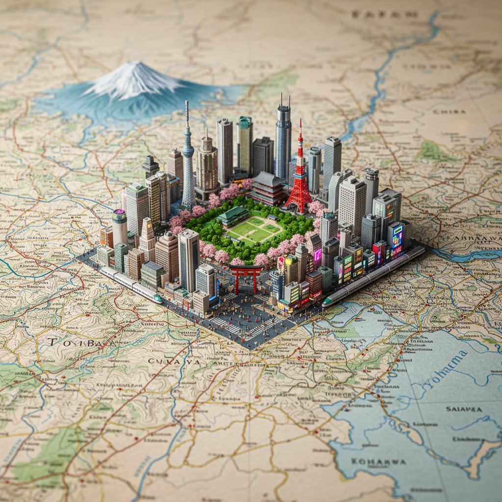 A realistic, highly detailed geographic map viewed from above...