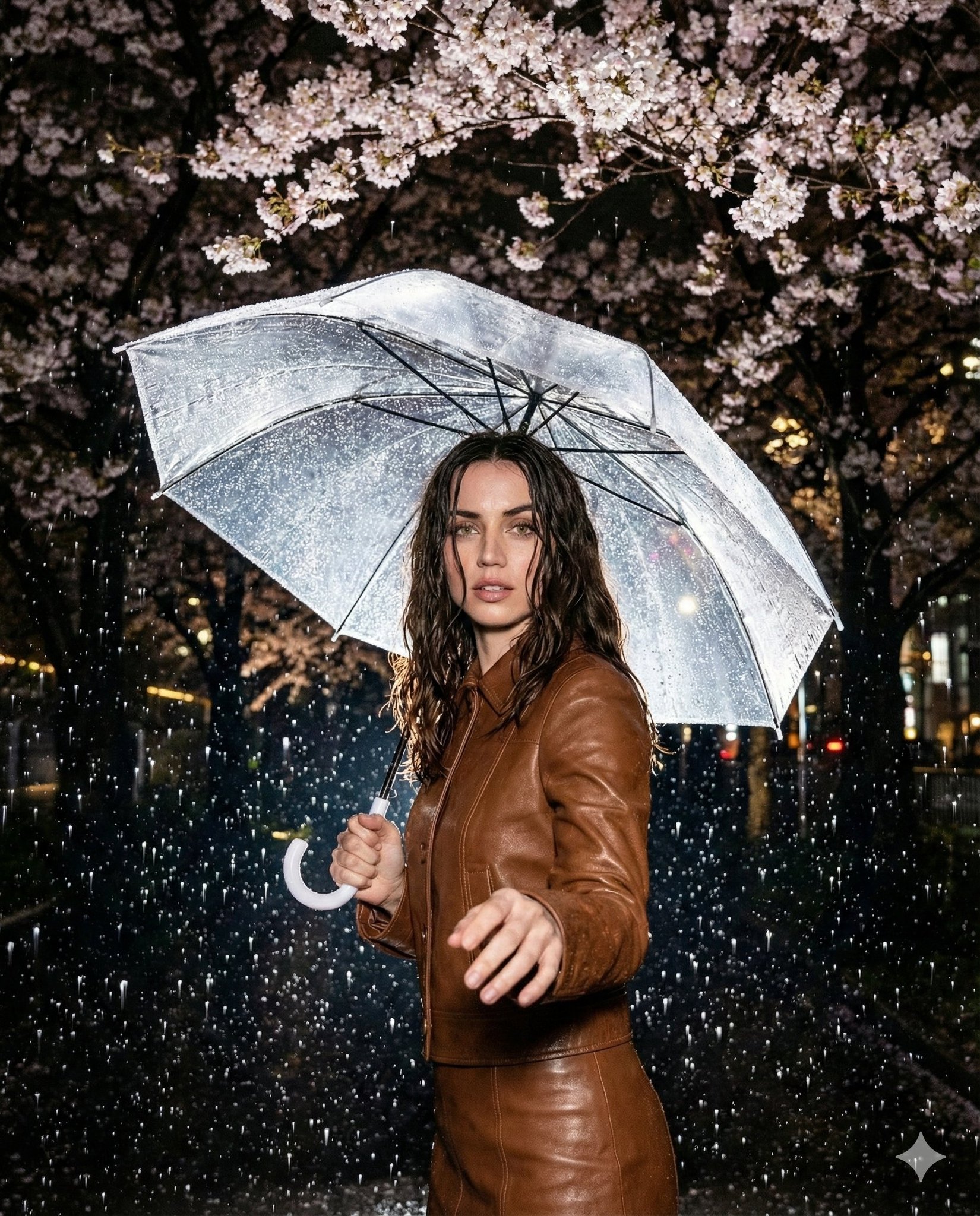 "prompt": "High resolution nighttime editorial portrait shot...