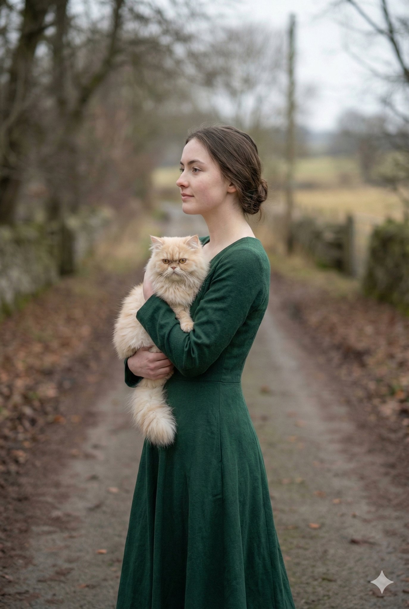 portrait of a young woman in her early 20s walking calmly on...