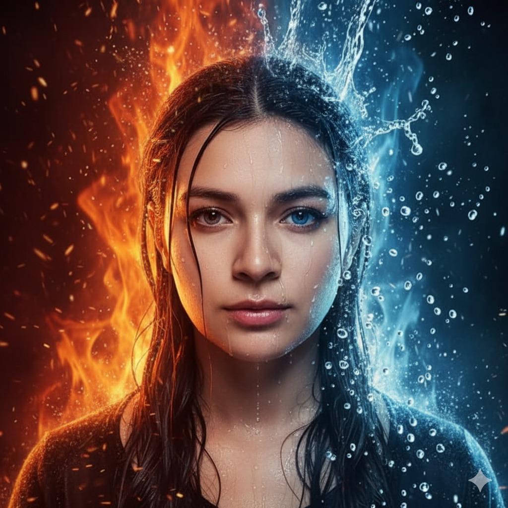 超写实火水元素平衡电影肖像生成指南與要点