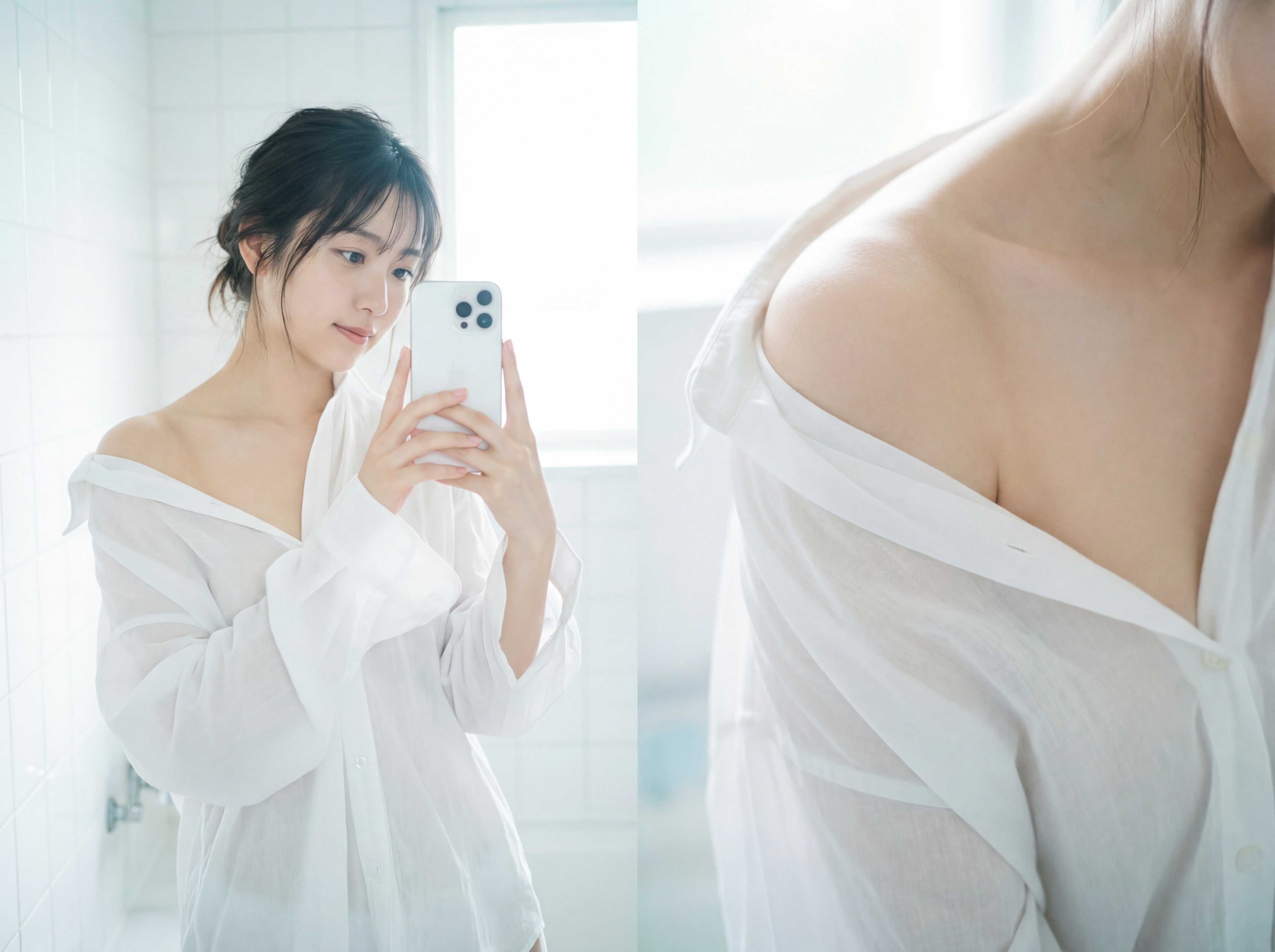 今日自拍拼贴:胶片风格双联画的空灵晨光私照