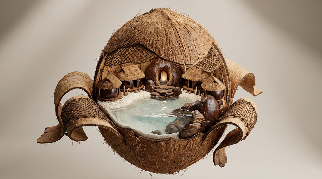 A single [OBJECT] suspended in space, frozen mid peel as its...