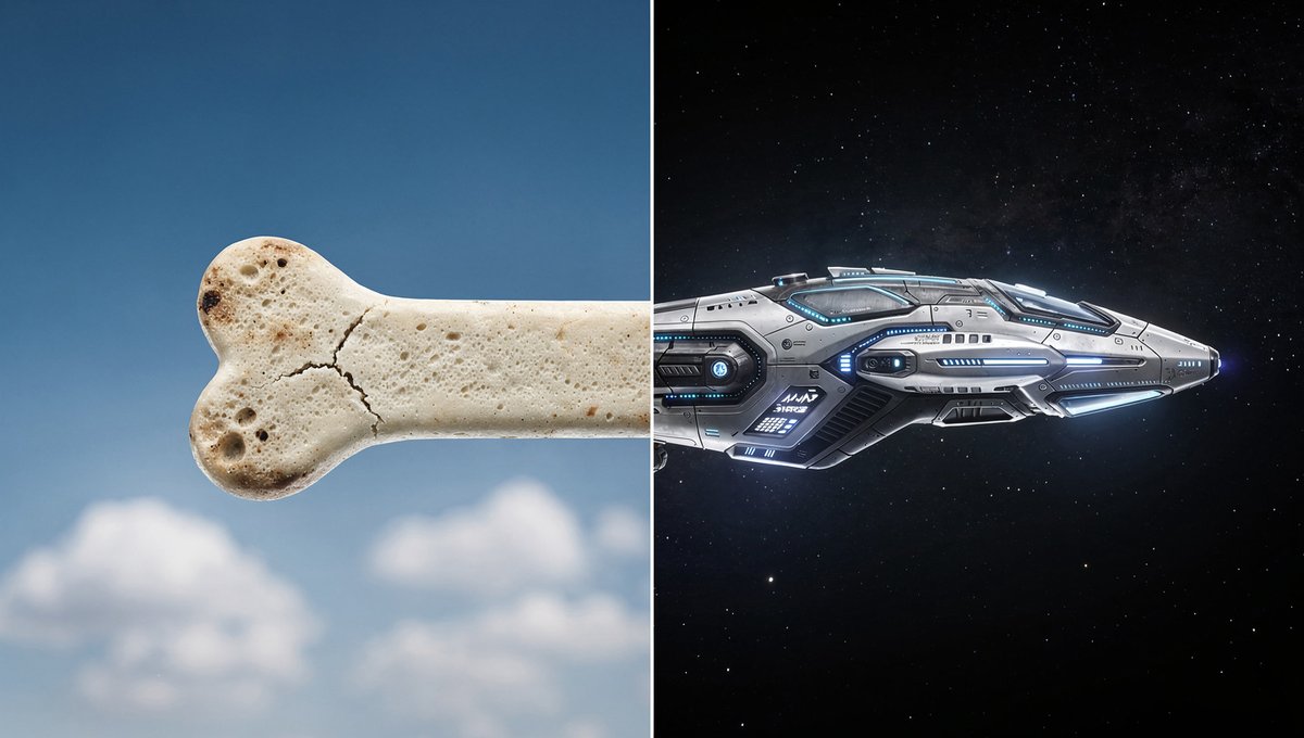 A photorealistic image, split down the middle. On the left si...