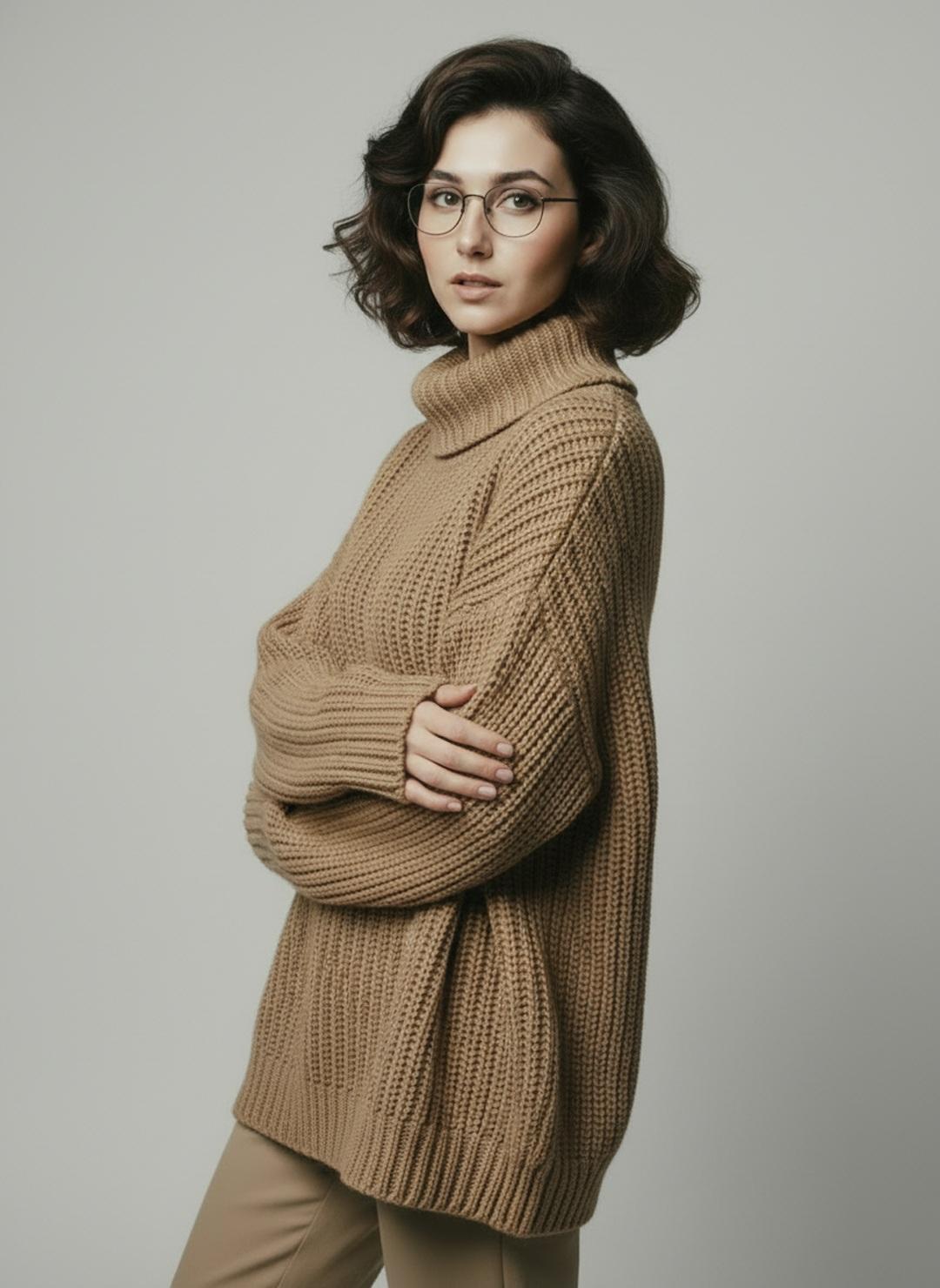 "Objective": "Create a minimalist fashion studio portrait ser...