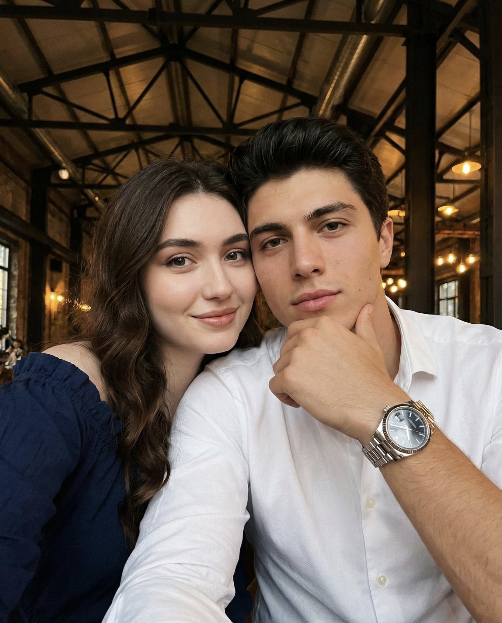 { "scene type": "indoor close up lifestyle selfie", "setting"...