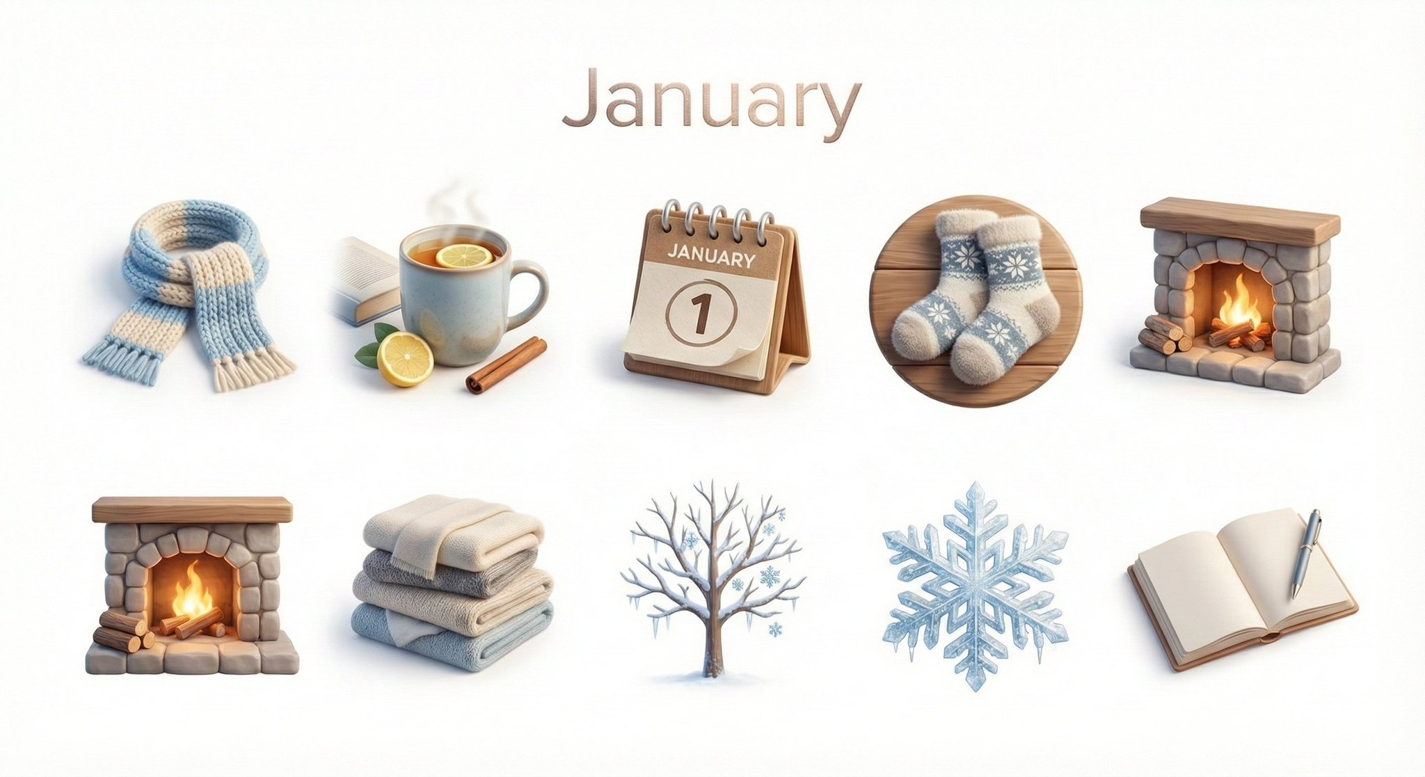 Create a collection of icons representing [Month] through obj...