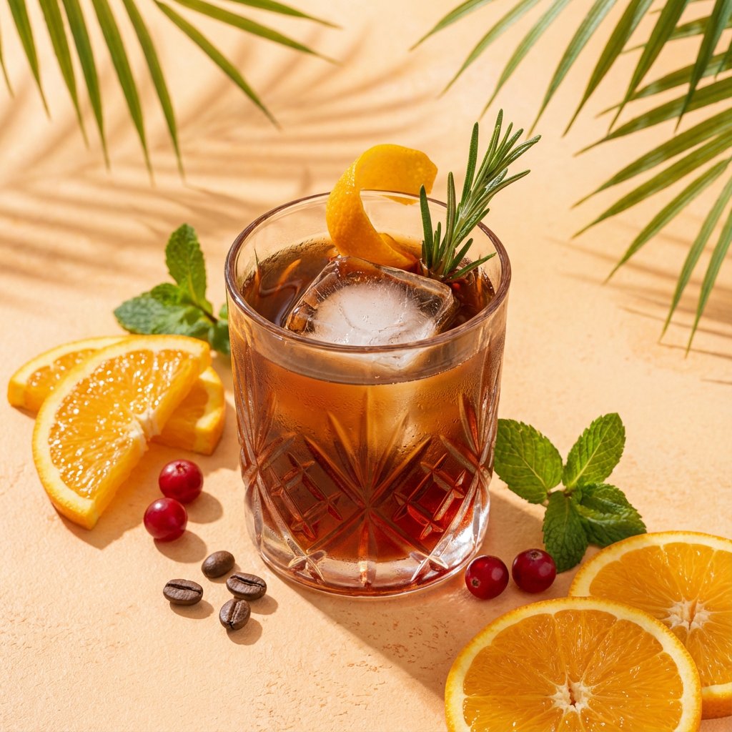 A high end studio photograph of a [YOUR COCKTAIL], shot from...