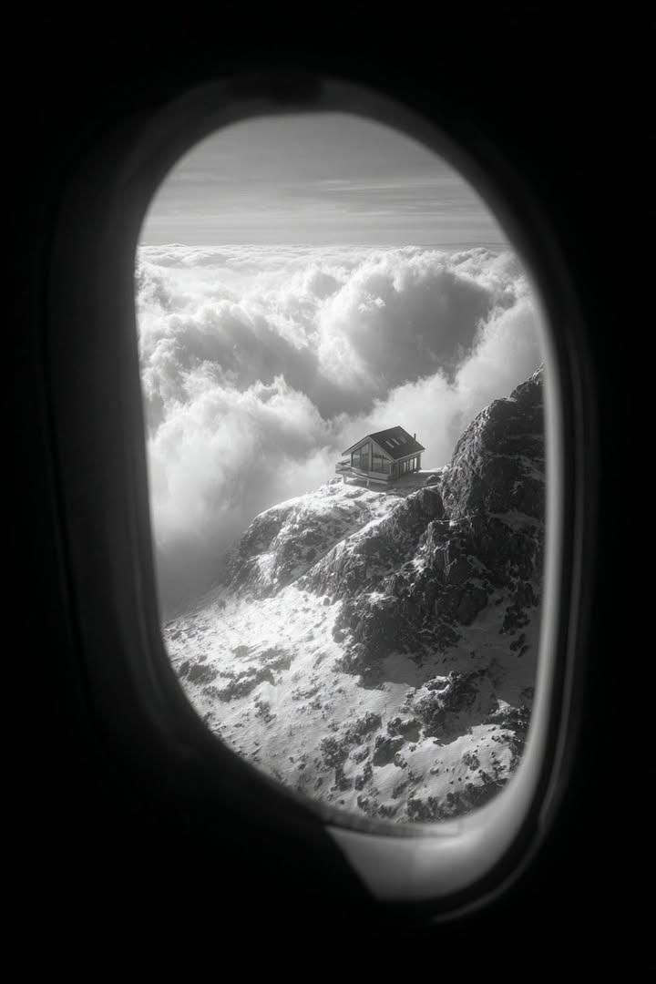 a window looking out an airplane and you can see a 4k image o...