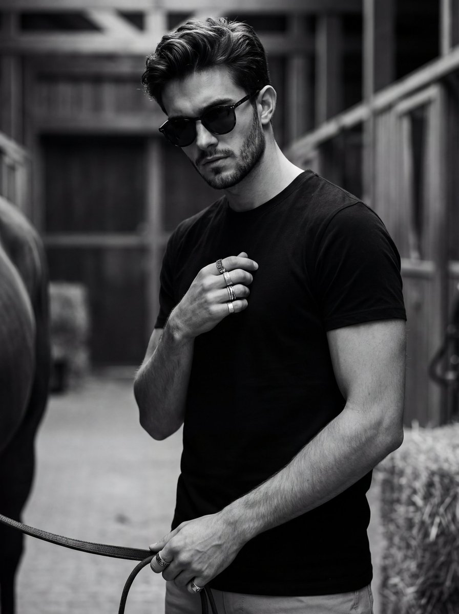 Ultra realistic 8K cinematic black and white portrait photogr...