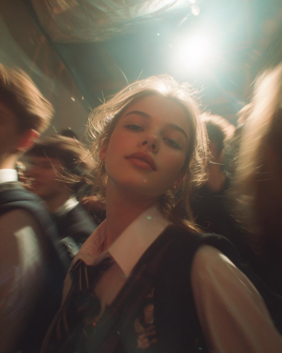 街头偷拍风格的校服人像写真巴黎时装周场景