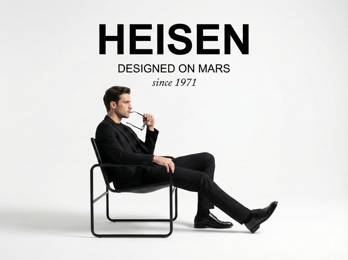 A minimalist studio photograph fashion ad. At the top center,...