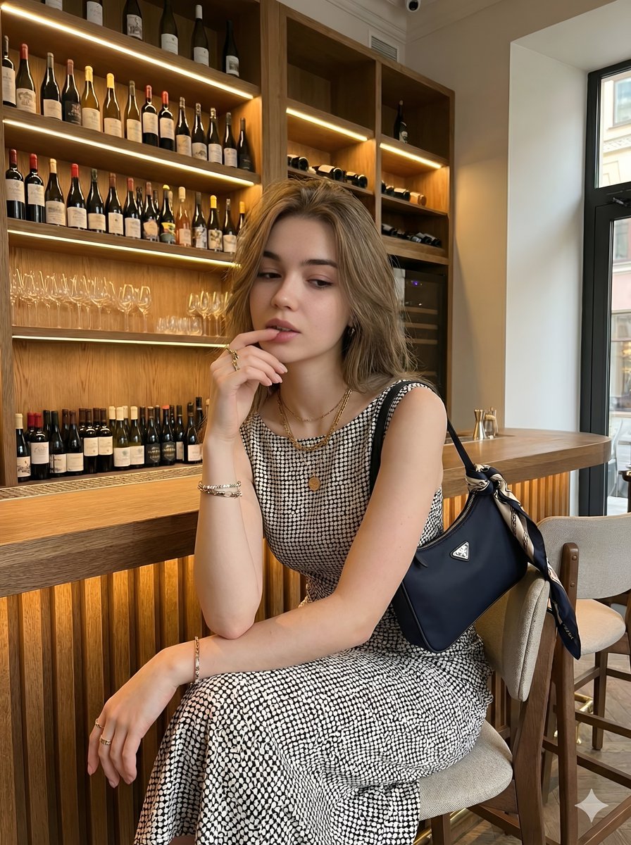 Young beautiful woman with long wavy hair, elegant sleeveless...