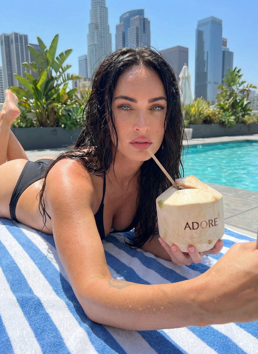 "title": "LA Rooftop Poolside Selfie",