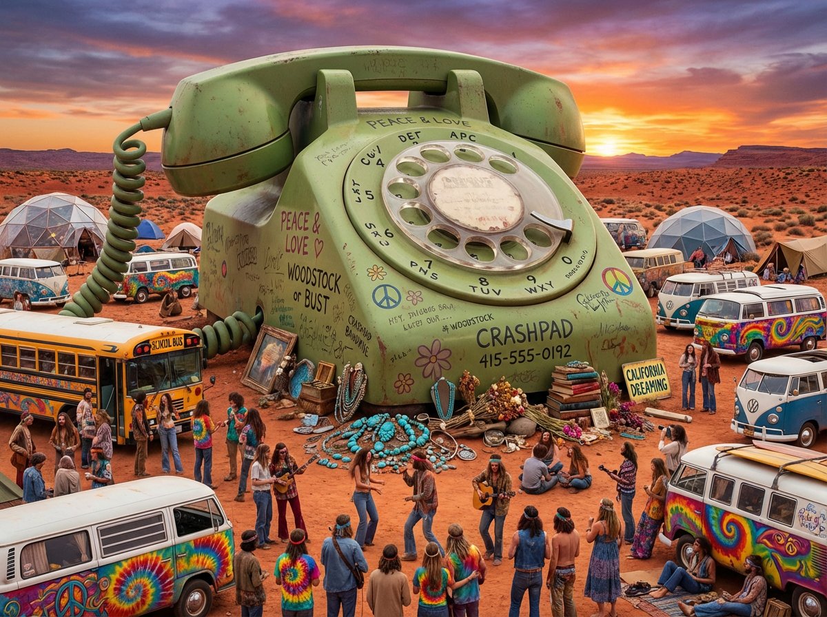 A [ORDINARY OBJECT] as a landmark on an epic journey, tiny [T...