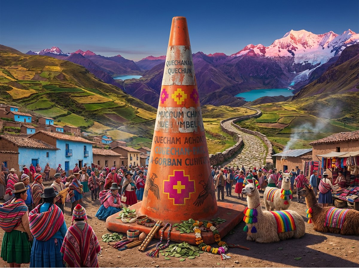 A [ORDINARY OBJECT] as a landmark on an epic journey, tiny [T...