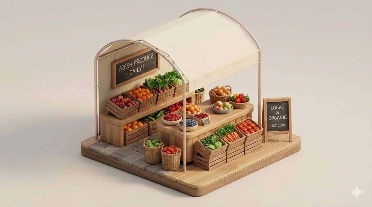 A clean, minimal 3D isometric diorama of a [URBAN RETAIL TYPE...