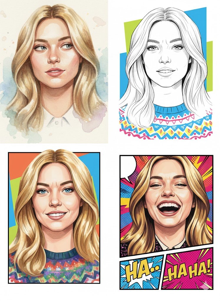 Please use the female user's reference photo to apply all of...