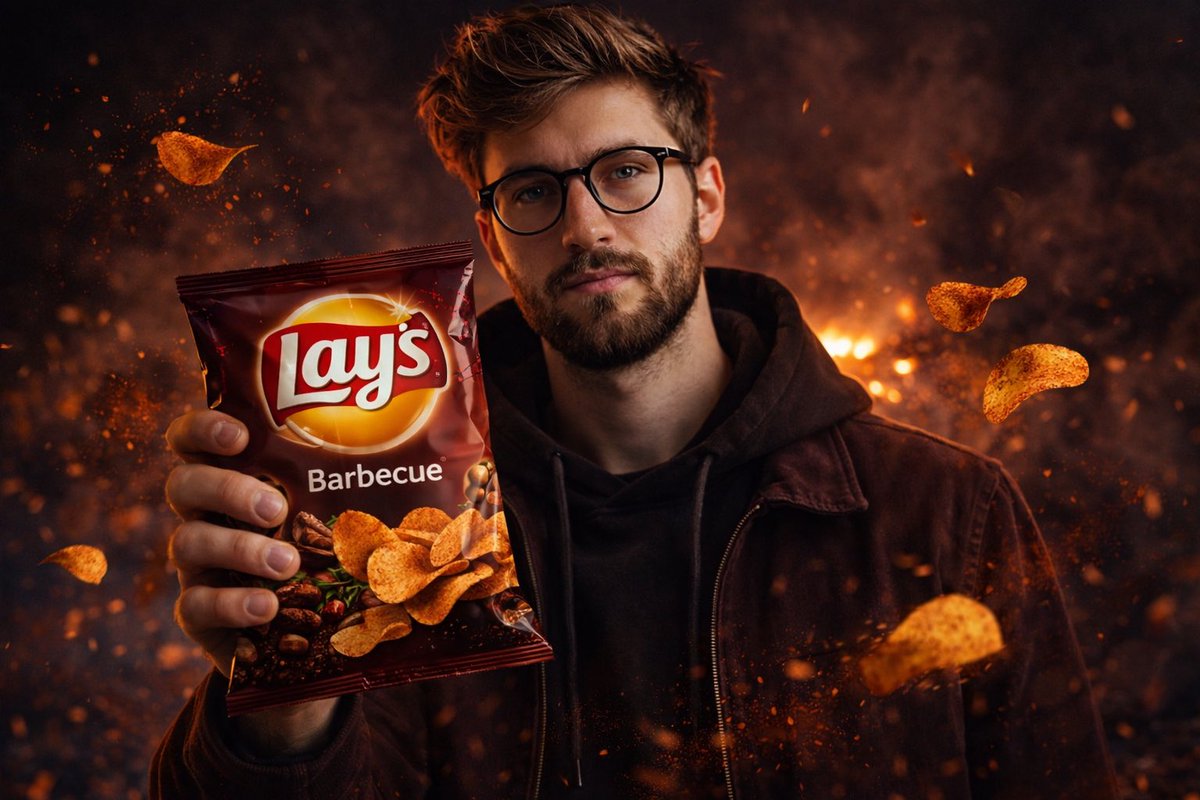 A cinematic, ultra realistic advertising shot of a man holdin...