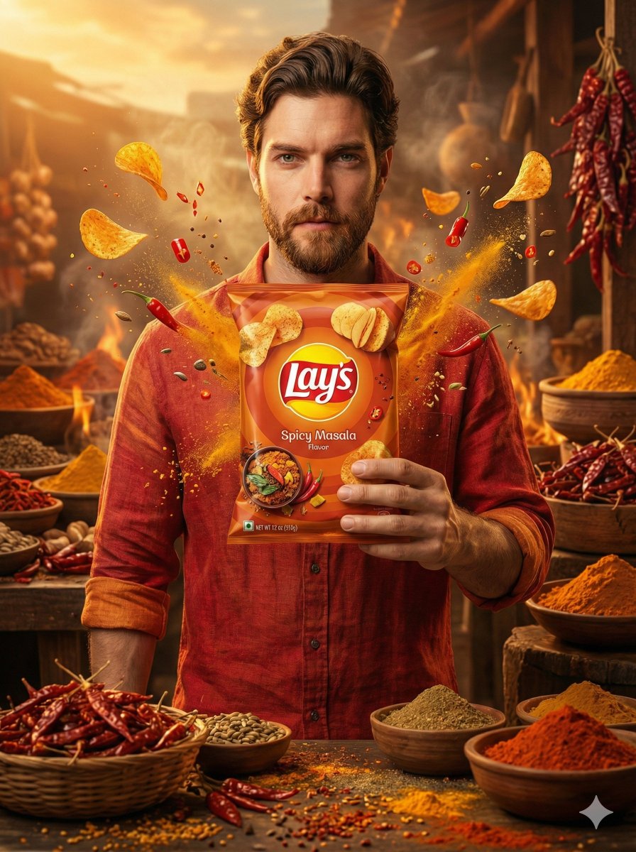 A cinematic, ultra realistic advertising shot of a man holdin...