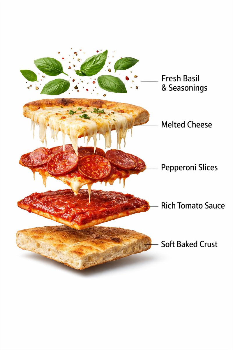 Ultra realistic prepared pepperoni pizza slice, fully assembl...