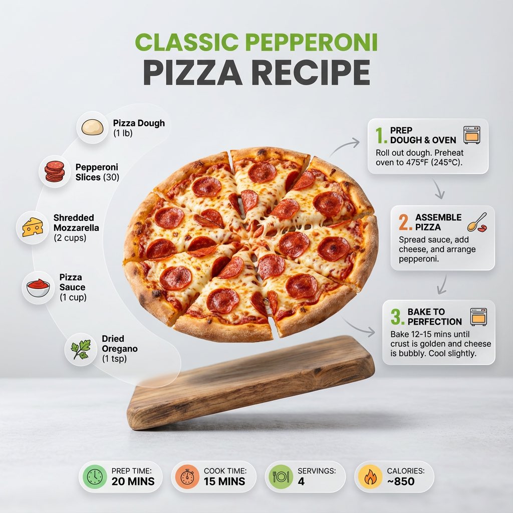 Ultra clean modern recipe infographic. Showcase [FOOD] in a v...