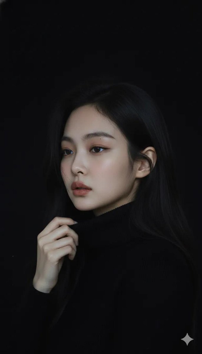 Moody cinematic portrait of a young woman with clear fair ski...