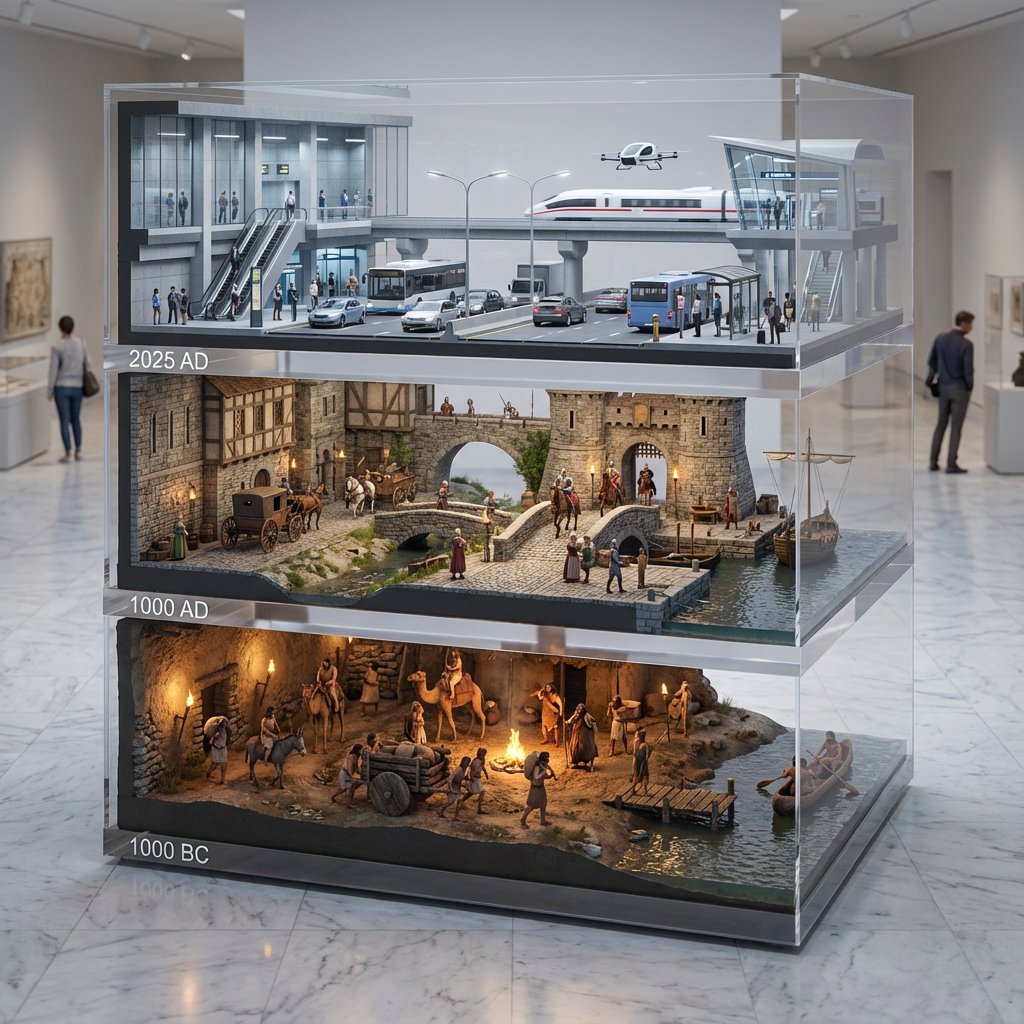 Cinematic, hyper realistic. A stacked depth composition of ul...