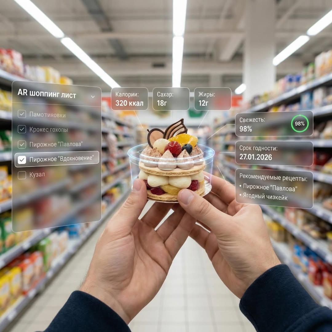 First person perspective inside a brightly lit supermarket ai...