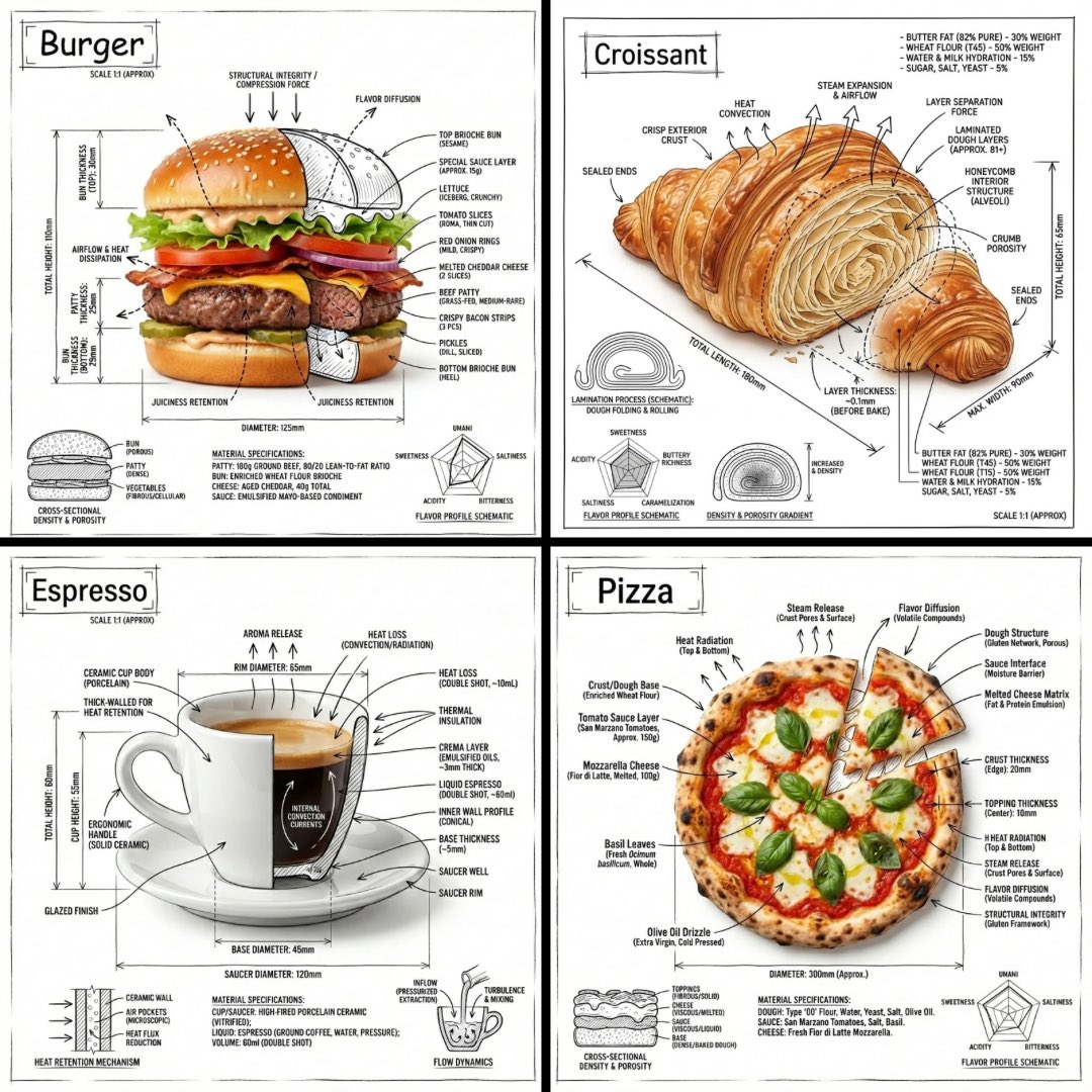 Create an infographic image of [FOOD], combining a realistic...