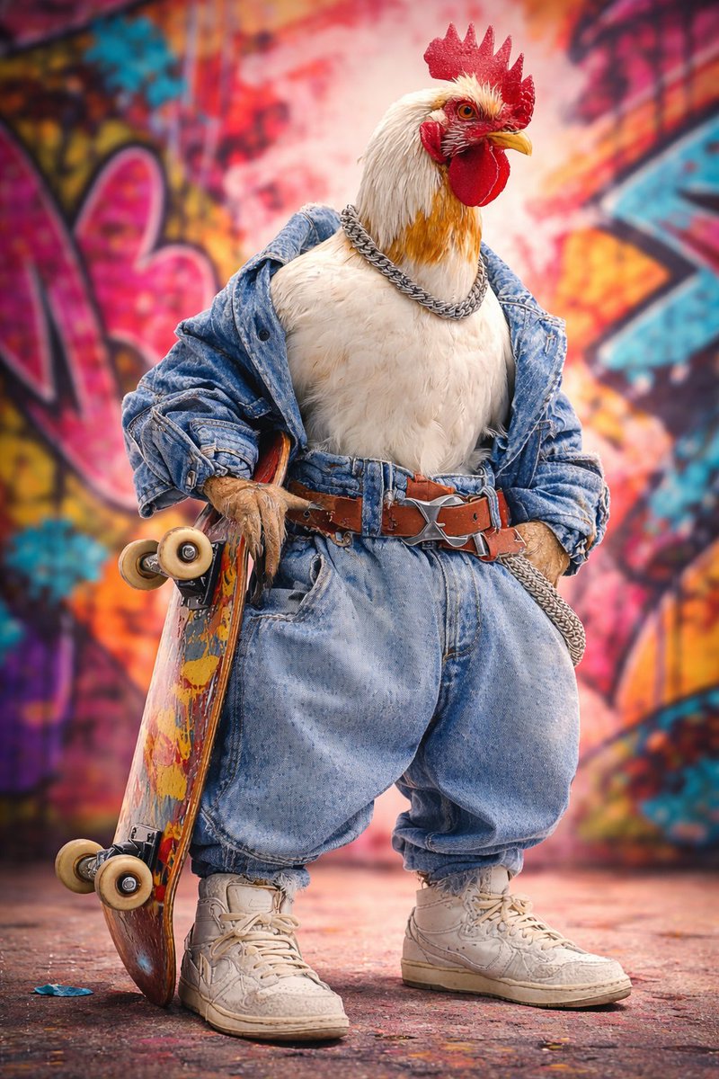 Ultra realistic studio portrait of an anthropomorphic rooster...