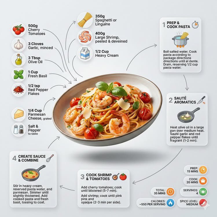 Ultra clean modern recipe infographic.