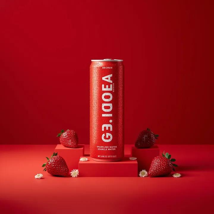 A premium studio product photograph of a tall, slim red alumi...