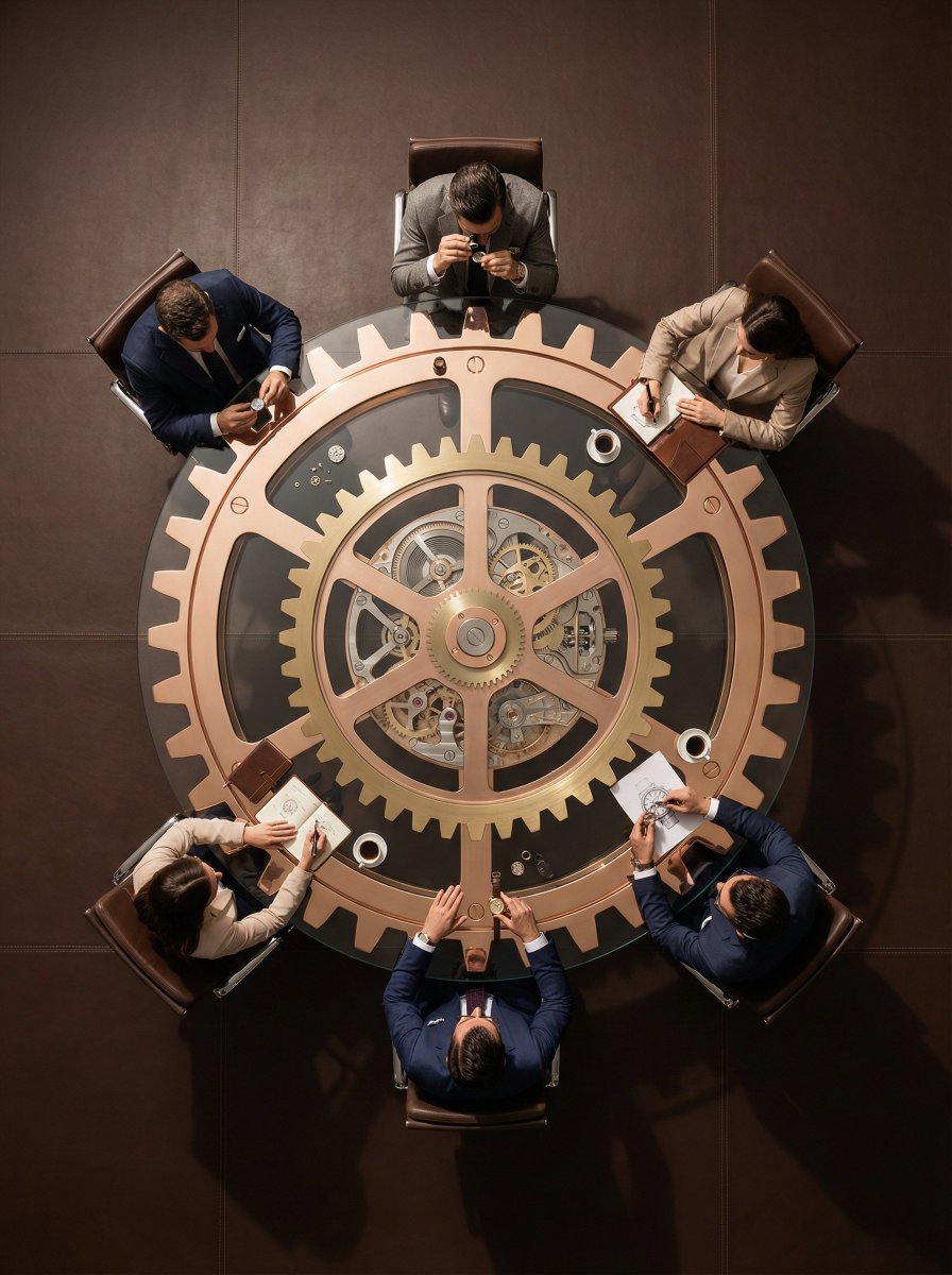 Ultra wide angle hyper realistic top down flat lay photograph...