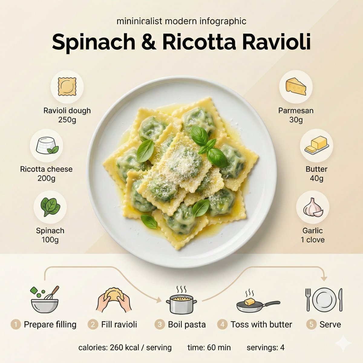 "style": "Minimalist modern recipe infographic",