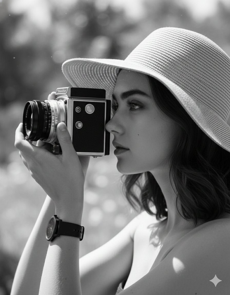 趋势396:侧面手持相机时尚黑白