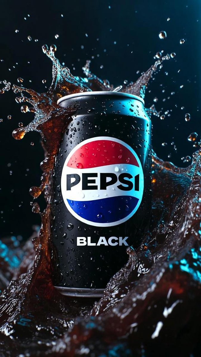 Hyper realistic cinematic product photograph of a Pepsi Black...