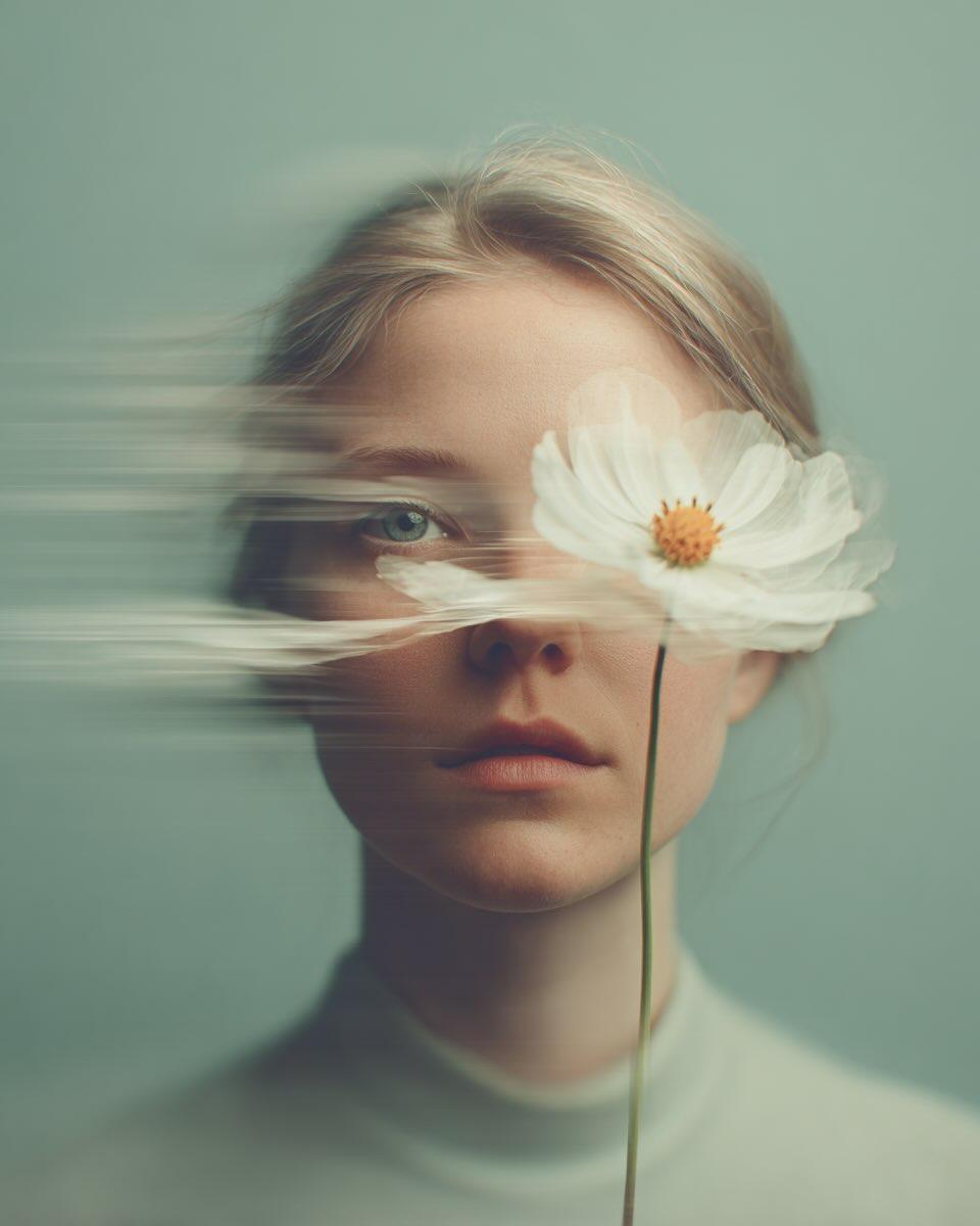 Ultra realistic fine art portrait of a young woman with soft...