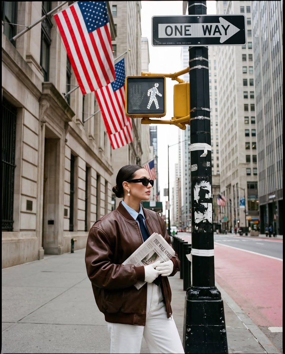 Ultra realistic street fashion editorial photograph in New Yo...