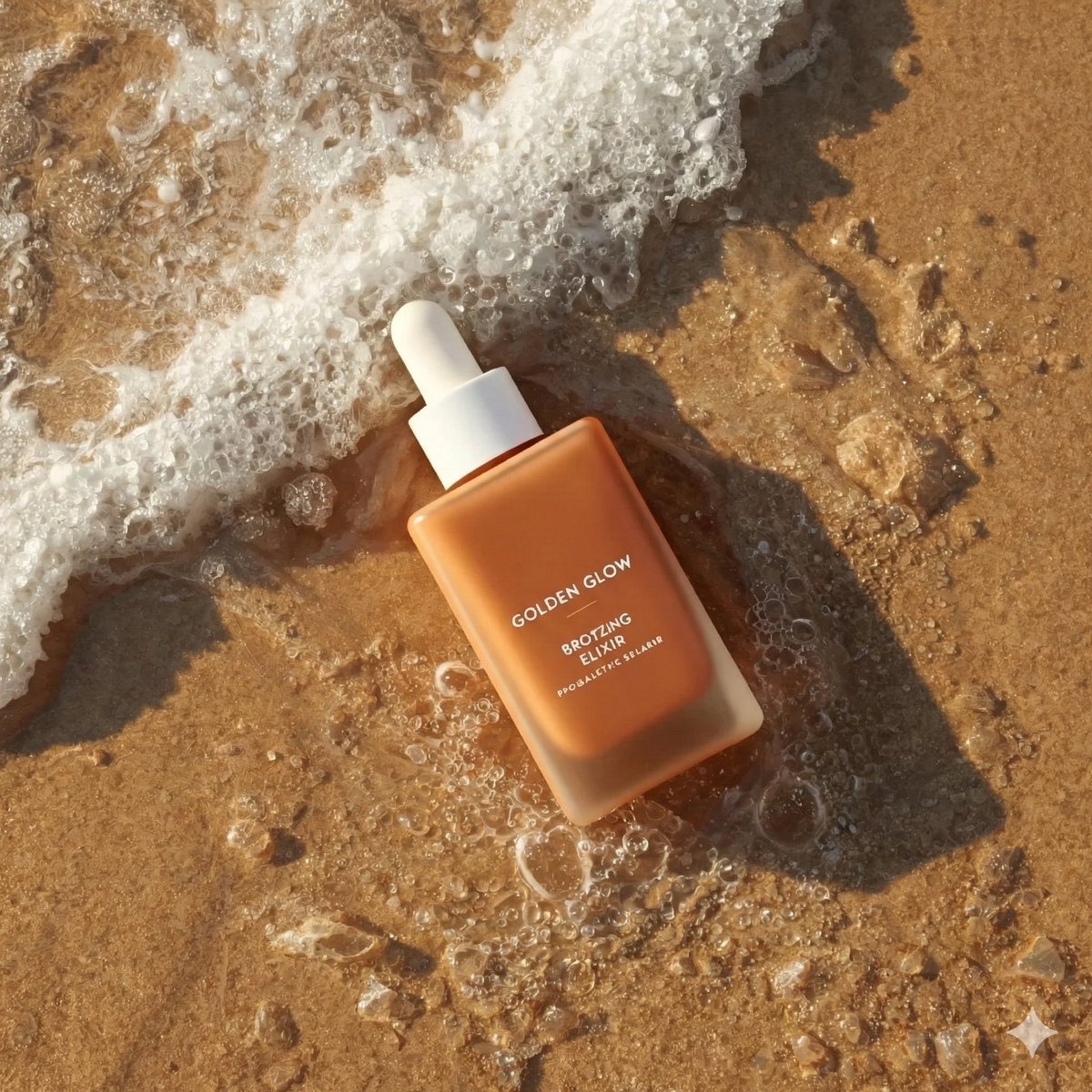 Ultra realistic summer skincare product photography of a bron...