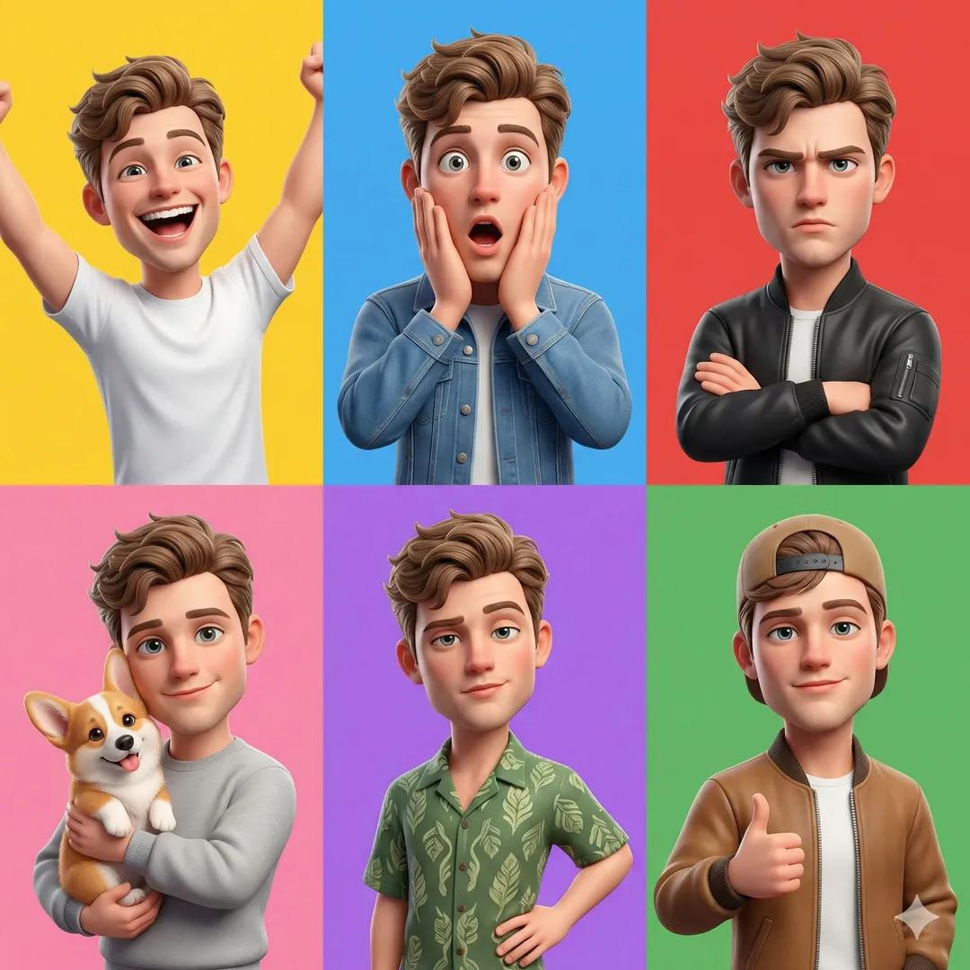A 3D Pixar style animated young male character showcased in a...