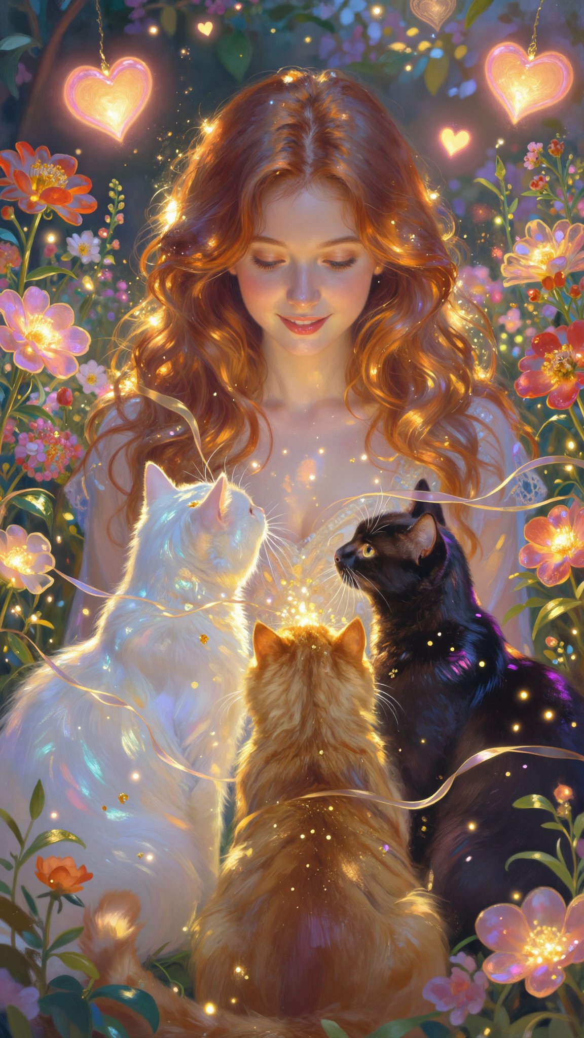 Prompt share : True love A beautiful young adult redhead stands at the center of a surreal Valenti